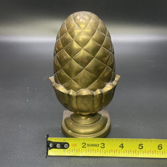 Pair of Vtg Tic Solid Brass Acorn/Artichoke Bookends Lacquered Patina 7" India - Picture 5 of 8